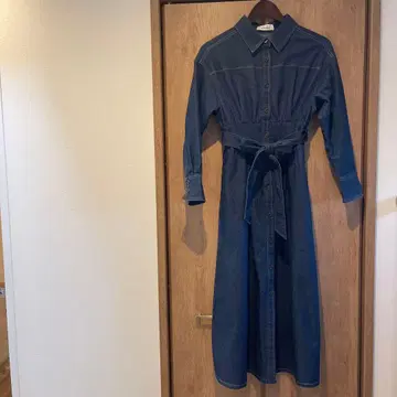 데님 긴팔 셔츠 원피스