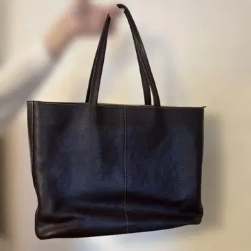 천연 가죽 브라운 토트백