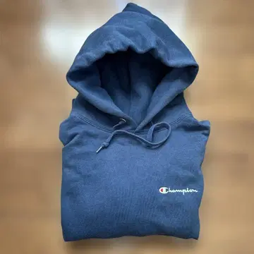 Champion 네이비 후드 부착 후드티 S 사이즈