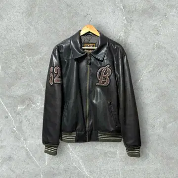 페이드 가죽 바시티 자켓 vintage 구제 의류 블랙