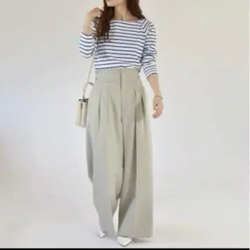 quaranciel 헤링본 하이웨스트 와이드 팬츠 ships