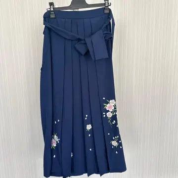 여성용 하카마 네이비 자수(끈 아래 86cm) 147cm~154cm용