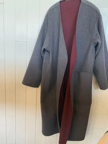 리버서블 노카라 자켓 그레이/버건디 하레 HARE