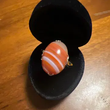 선명한 줄무늬 대형 마노 (아게이트) 실버 반지