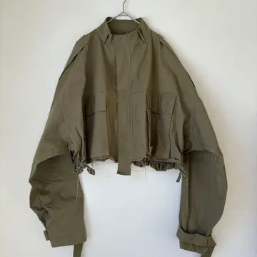 Drop* 숏 기장 블루종 카키 자켓