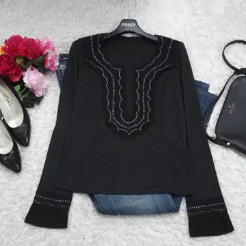 H374*히로코코시노 긴팔 울 티셔츠 풀오버 그레이 9