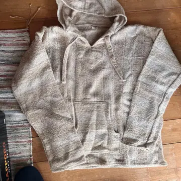 ARTESANIAS 후드 부착 멕시칸 후드티 베이지/화이트