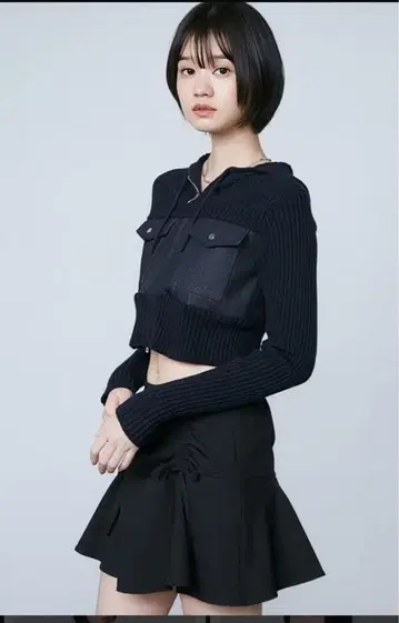 EMODA 도킹 포켓 니트 후드티 네이비 완판 색상