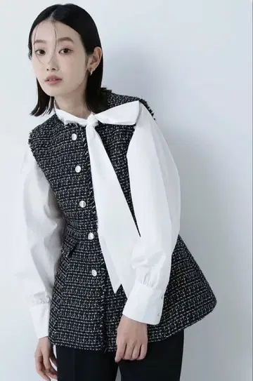 NATURAL BEAUTY BASIC 트위드 페플럼 베스트