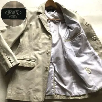 최고급/L 사이즈 호른 웍스 가죽 자켓 고급 소가죽 레어 컬러 화이트
