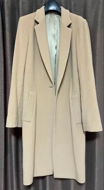 수트 컴퍼니 수트 스퀘어 베이지 캐시미어 체스터 롱 코트