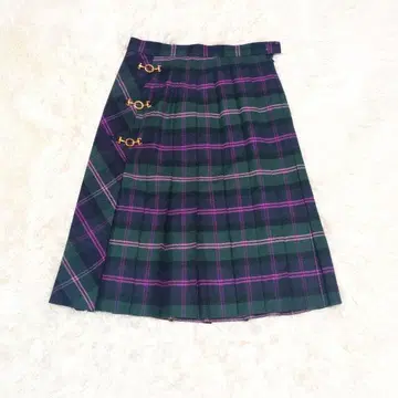 madam Joconde 타탄 체크 울 스커트 비트 골드