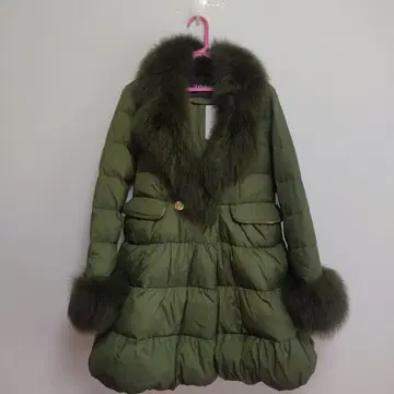 [12월 16일까지 특별 가격] 다운 코트 퍼 택 포함 미사용품 카키