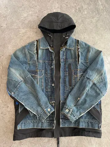 sacai 데님 도킹 더블 페이스 블루종
