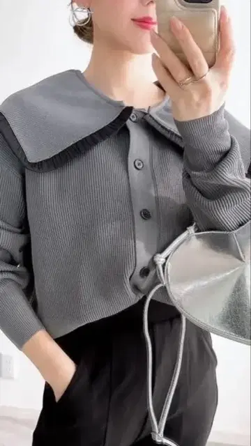 프릴 카라 가디건