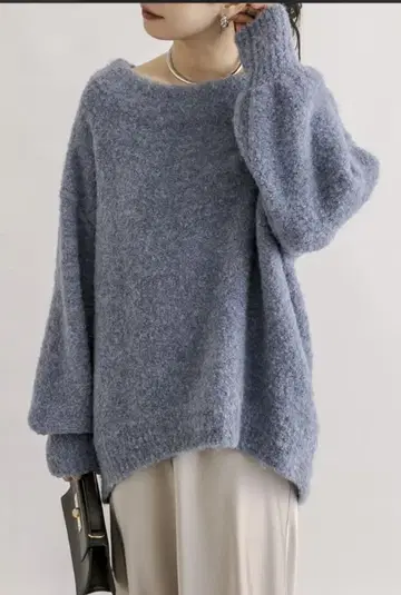 리브 드와 부클레 볼륨 슬리브 니트 블루