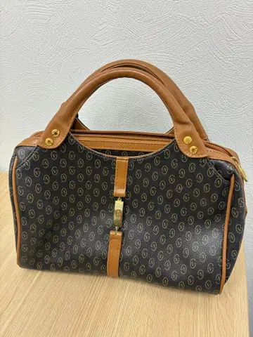 로고 패턴 핸드백 브라운