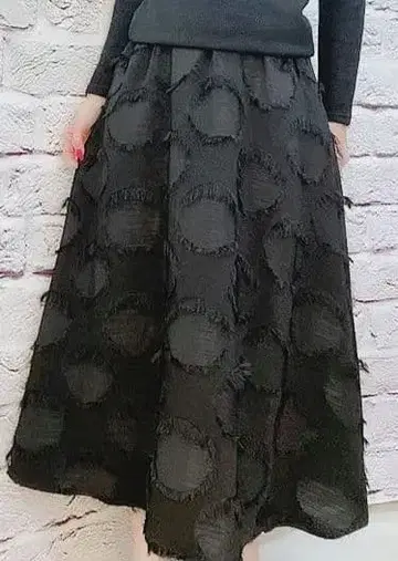 택없는 새상품 스커트 롱 도트 프린지 아시야 그레이스 허리 밴딩