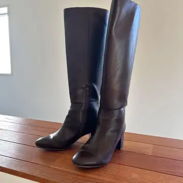 2025 겨울 트렌드! 다크 브라운 가죽 롱 부츠 M 23cm