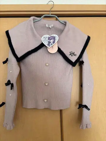 모에냐 시마무라 카라 부착 니트 풀오버 핑크 사이즈 L