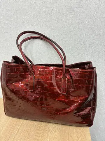 다크 레드 크로커다일풍 토트백