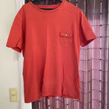 오렌지 코튼 T셔츠 프론트 포켓 부착 잭맨