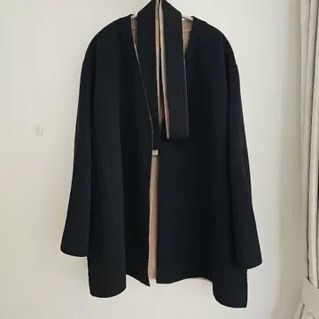 새상품급 미라 오웬 리버 코트 블랙 베이지 리본