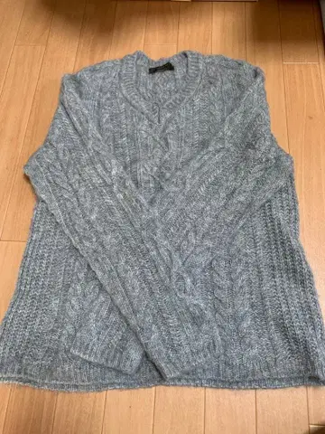 COMME CA MEN 그레이 케이블 니트 스웨터