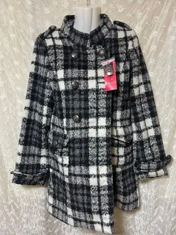 [새상품] 체크 무늬 더블 브레스트 코트