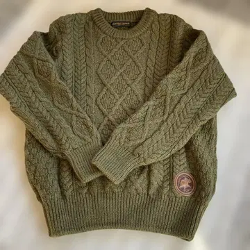 HUNTING WORLD 케이블 니트 스웨터 올리브 그린