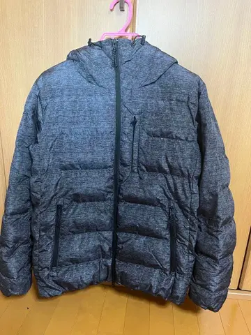 발열 부직포 충전솜 다운 자켓 그레이 후드 부착