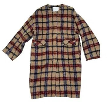 SONO 샤기 체크 코쿤 코트