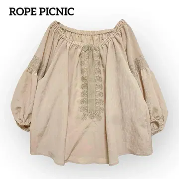 새상품급 로페피크닉 자수 칠부 소매 풀오버 블라우스 볼륨 소매 루즈핏