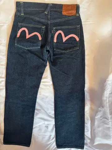 EVISU 청바지 핑크 갈매기 다크 블루 스트레이트 데님 에비수 청바지