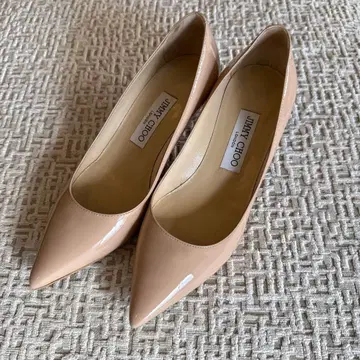 지미추 베이지 핑크 페이턴트 펌프스 36 1회 사용