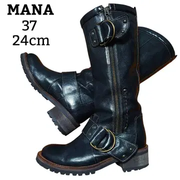 MANA 마나 천연 가죽 사이드 지퍼 엔지니어 부츠 24cm