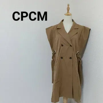 새상품급 CPCM 슬리브리스 트렌치코트풍 베스트/원피스 F 브라운 계열