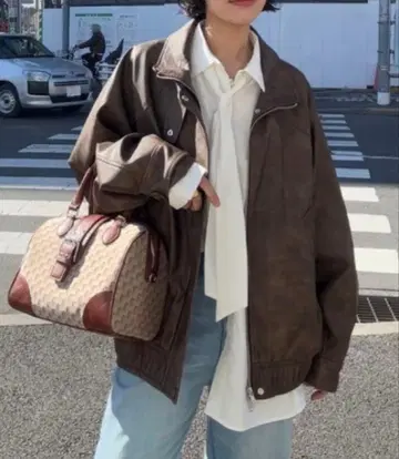 [ 새상품 ] JEANASIS 빈티지 가죽 BIG 블루종