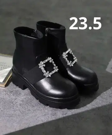 VIVIAN 통굽 부츠 비쥬 버클 블랙