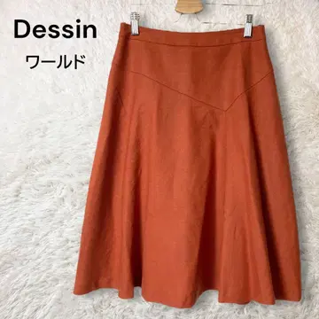 데셍 플레어 스커트 미디 기장 울 100% 월드 적갈색 S 가을/겨울