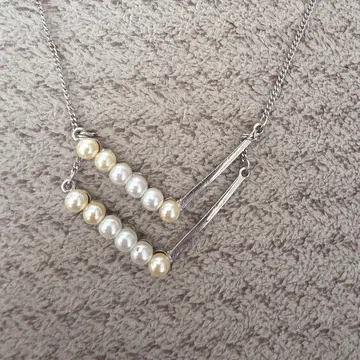 펄 실버 목걸이 더블 레이어