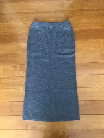 슬로브 이에나 워셔블 울 니트 스커트 그레이 슬릿 36