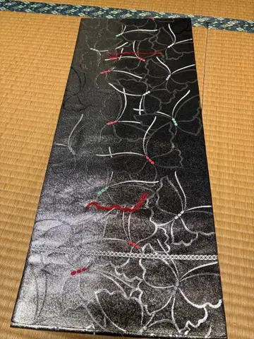 후쿠로 오비 나비 무늬 다크 실버