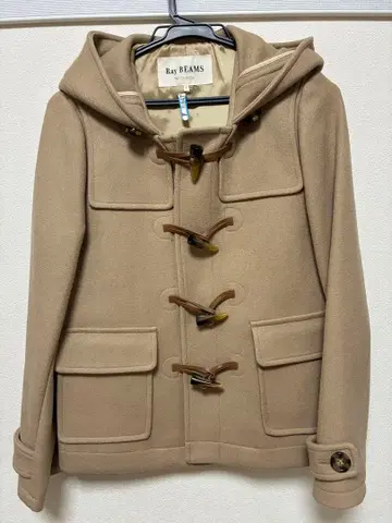 Ray BEAMS 베이지 더플 코트 후드 부착