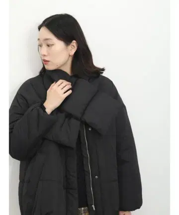 [택 포함 새상품] Samansa Mos2 머플러 포함 노카라 패딩 자켓