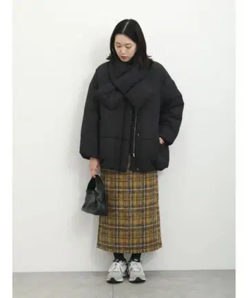 [택 포함 새상품] Samansa Mos2 머플러 포함 노카라 패딩 자켓