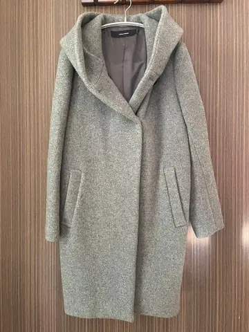 후드 부착 울 코트