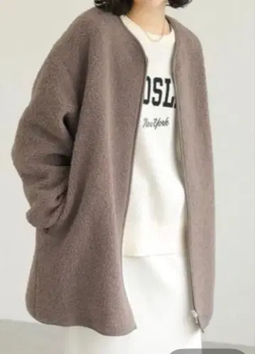 LEPSIM 라이트 보아 파이핑 코트 모카