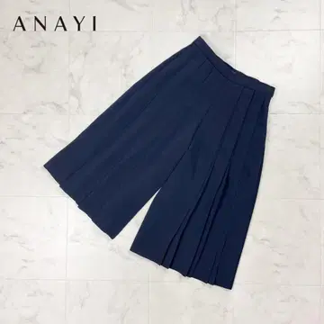 아나이 플리츠 가우초 팬츠 하의 와이드 실루엣 네이비 38*HD1277