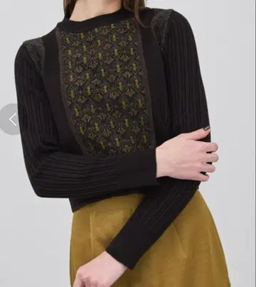 PUBLIC TOKYO/바이컬러 라메 자카드 니트 브라운